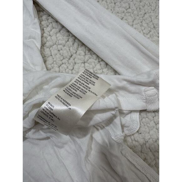 We the Free People Size M White V-Neck Long Sleeve Shirt Top Basic Casual Tee - Picture 5 of 8